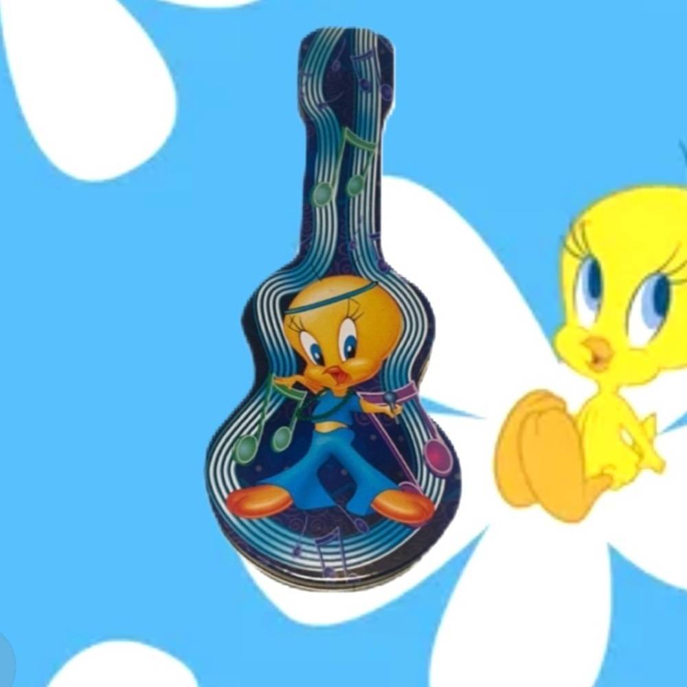 Tweety Bird Guitar Shaped Vintage Tin Box